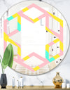 Memphis Retro Neon Pattern - Modern Round or Oval Wall Mirror - Hexagon Star