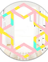 Memphis Retro Neon Pattern - Modern Round or Oval Wall Mirror - Hexagon Star