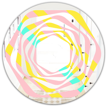 Memphis Retro Neon Pattern - Modern Round or Oval Wall Mirror - Whirl