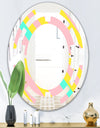Memphis Retro Neon Pattern - Modern Round or Oval Wall Mirror - Space