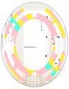 Memphis Retro Neon Pattern - Modern Round or Oval Wall Mirror - Space