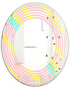 Memphis Retro Neon Pattern - Modern Round or Oval Wall Mirror - Wave