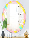 Memphis Retro Neon Pattern - Modern Round or Oval Wall Mirror - Triple C