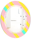 Memphis Retro Neon Pattern - Modern Round or Oval Wall Mirror - Triple C