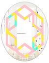 Memphis Retro Neon Pattern - Modern Round or Oval Wall Mirror - Hexagon Star