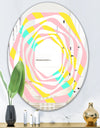 Memphis Retro Neon Pattern - Modern Round or Oval Wall Mirror - Whirl