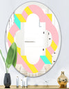 Memphis Retro Neon Pattern - Modern Round or Oval Wall Mirror - Quatrefoil