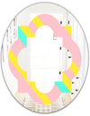 Memphis Retro Neon Pattern - Modern Round or Oval Wall Mirror - Quatrefoil