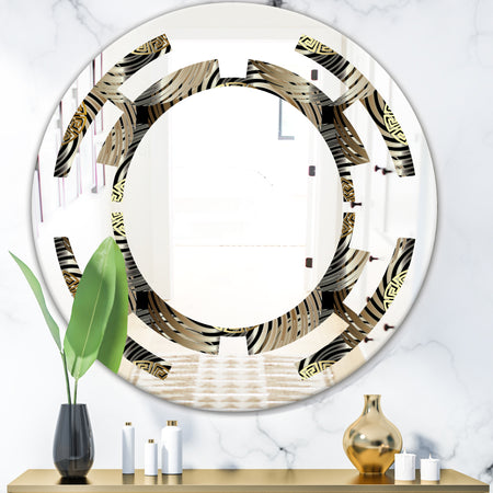 Circular Geometric Retro Abstract I - Modern Round or Oval Wall Mirror - Space