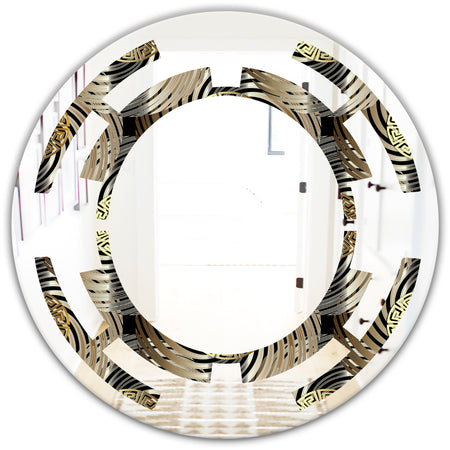 Circular Geometric Retro Abstract I - Modern Round or Oval Wall Mirror - Space