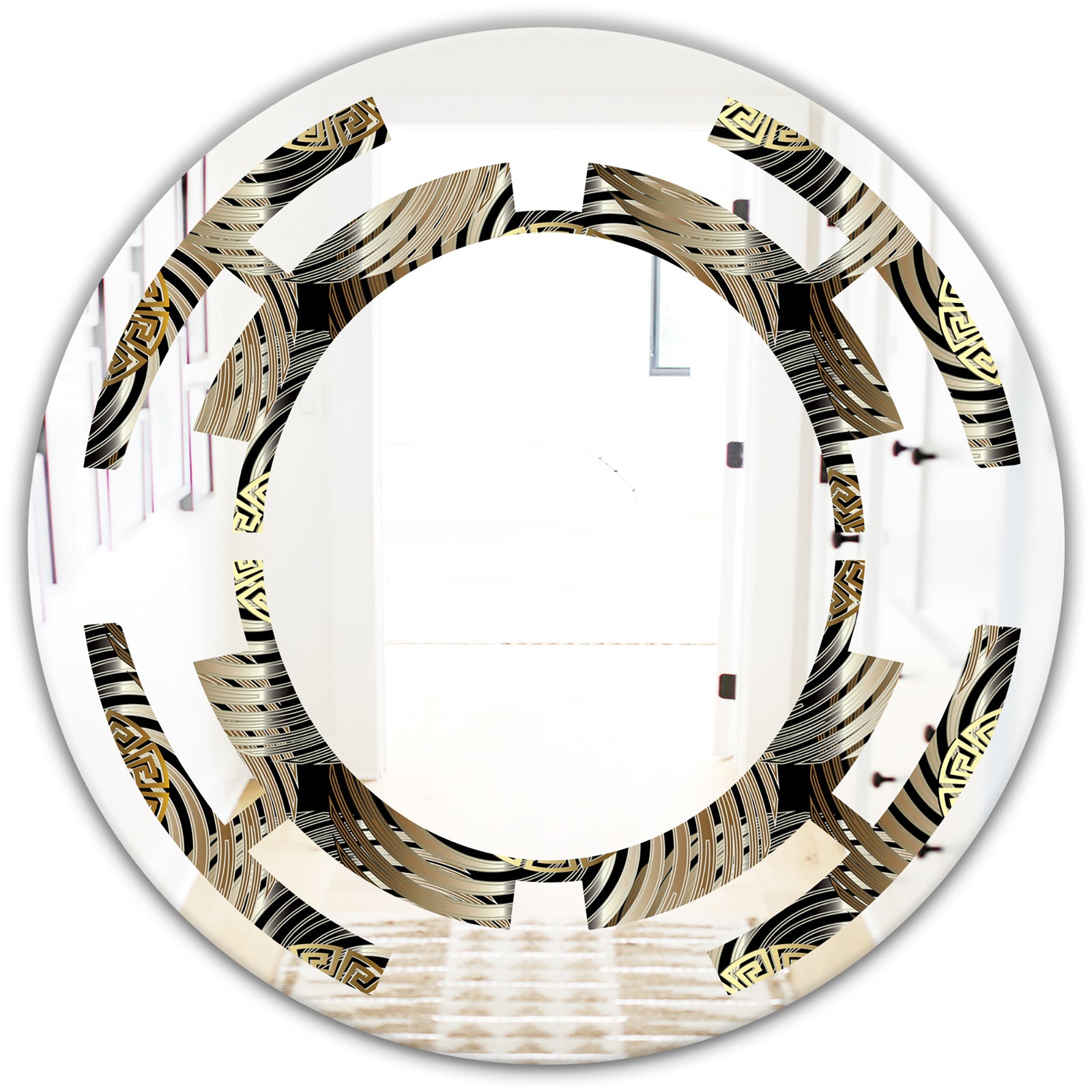 Circular Geometric Retro Abstract I - Modern Round or Oval Wall Mirror - Space