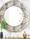 Circular Geometric Retro Abstract I - Modern Round or Oval Wall Mirror - Wave