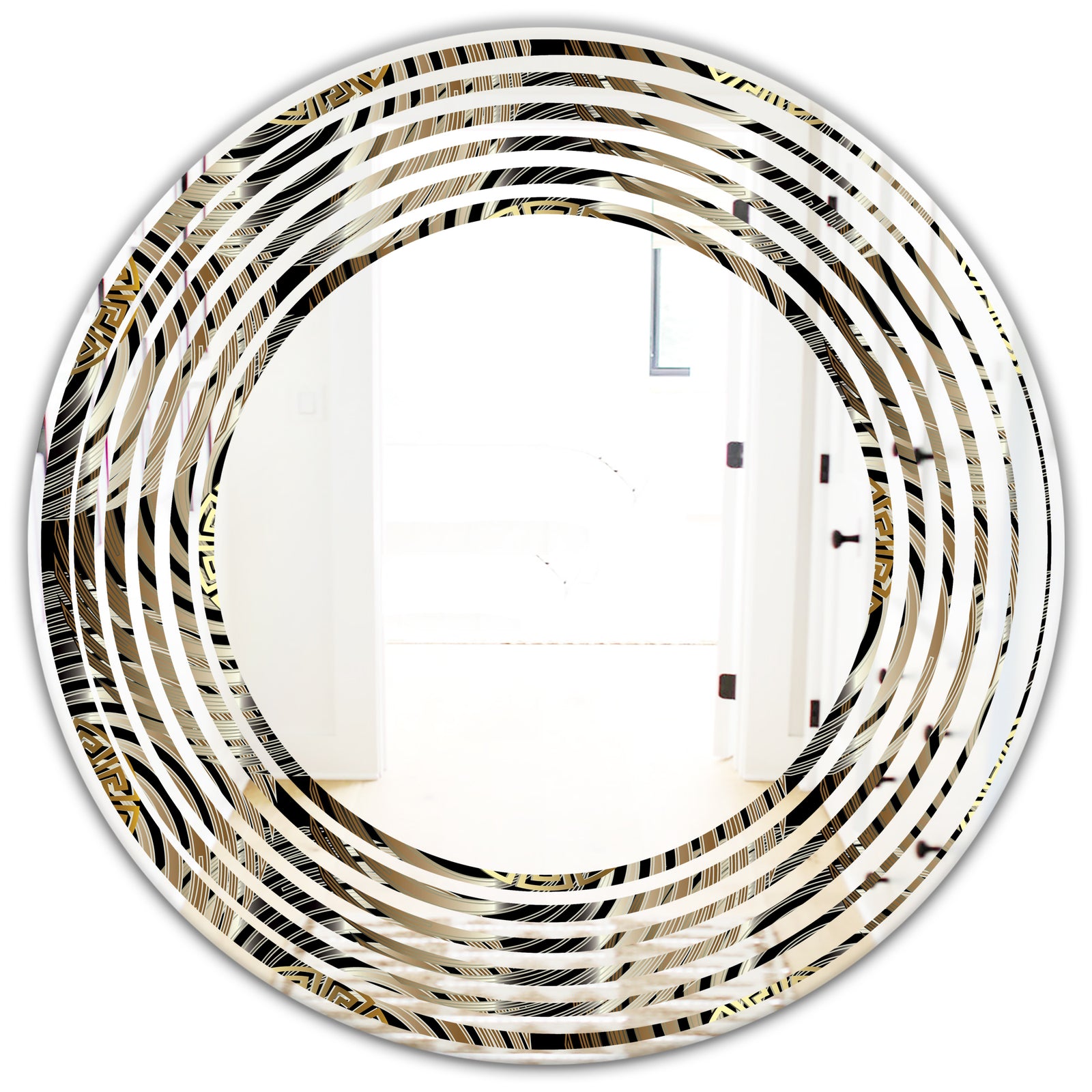 Circular Geometric Retro Abstract I - Modern Round or Oval Wall Mirror - Wave