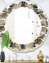 Circular Geometric Retro Abstract I - Modern Round or Oval Wall Mirror - Leaves