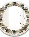 Circular Geometric Retro Abstract I - Modern Round or Oval Wall Mirror - Leaves