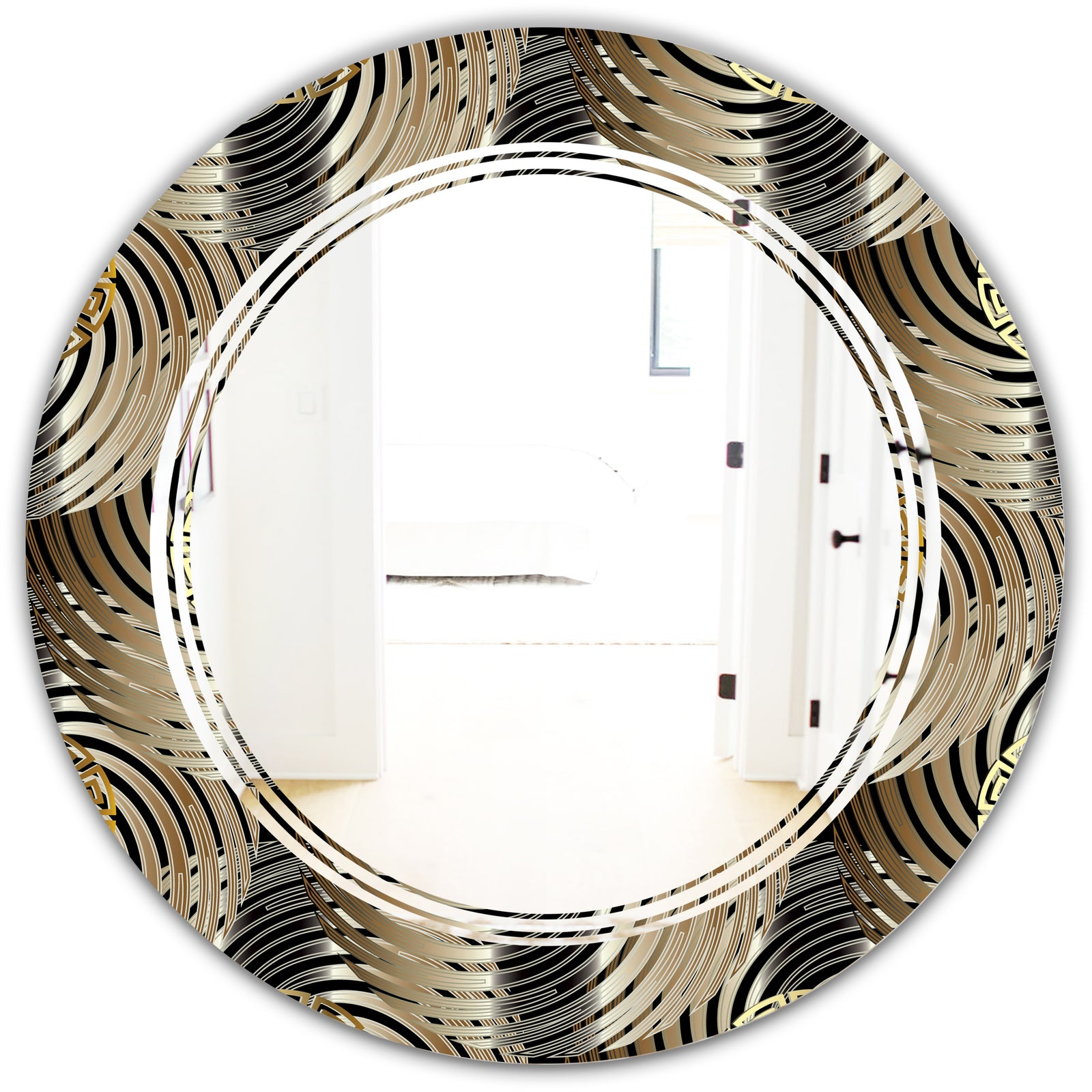 Circular Geometric Retro Abstract I - Modern Round or Oval Wall Mirror - Triple C
