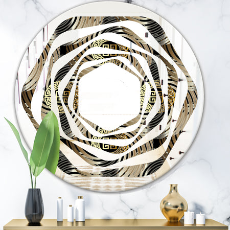 Circular Geometric Retro Abstract I - Modern Round or Oval Wall Mirror - Whirl