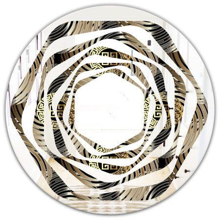 Circular Geometric Retro Abstract I - Modern Round or Oval Wall Mirror - Whirl