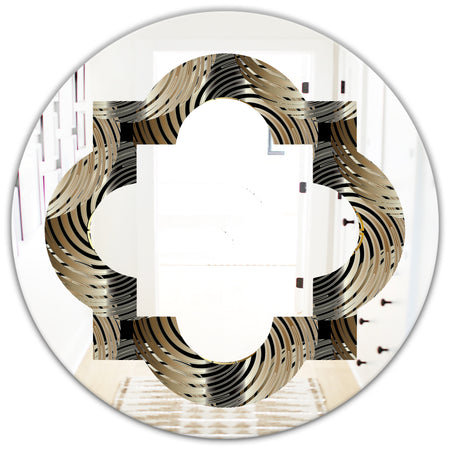 Circular Geometric Retro Abstract I - Modern Round or Oval Wall Mirror - Quatrefoil