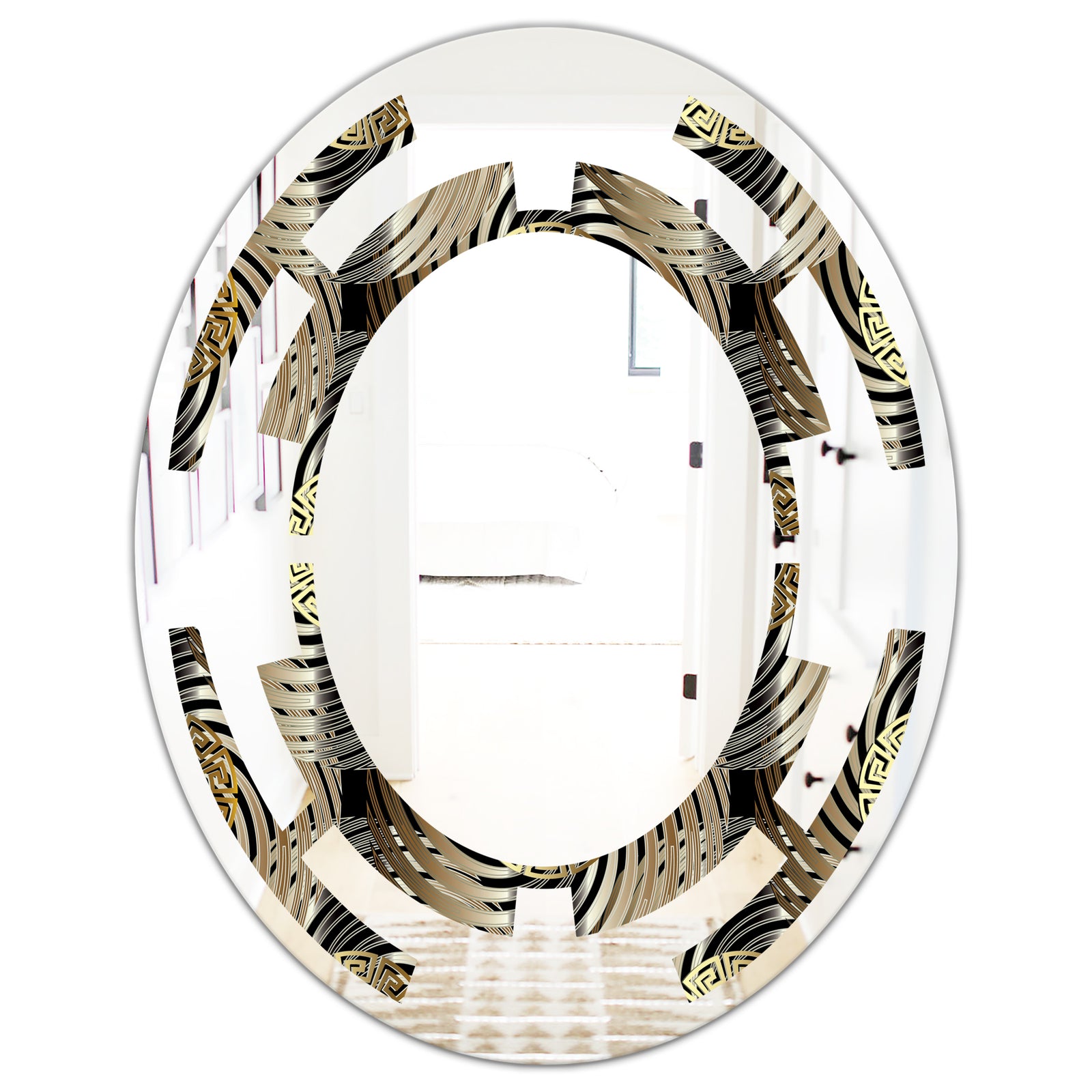 Circular Geometric Retro Abstract I - Modern Round or Oval Wall Mirror - Space