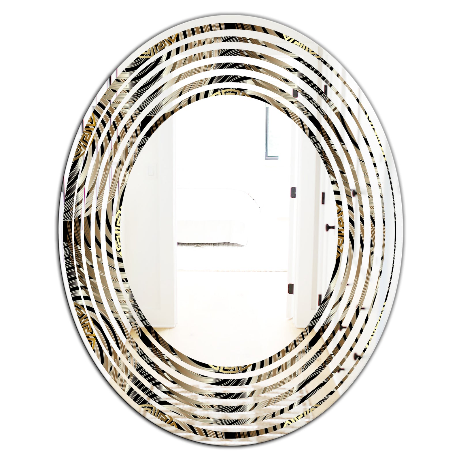 Circular Geometric Retro Abstract I - Modern Round or Oval Wall Mirror - Wave