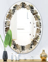 Circular Geometric Retro Abstract I - Modern Round or Oval Wall Mirror - Leaves