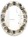 Circular Geometric Retro Abstract I - Modern Round or Oval Wall Mirror - Leaves