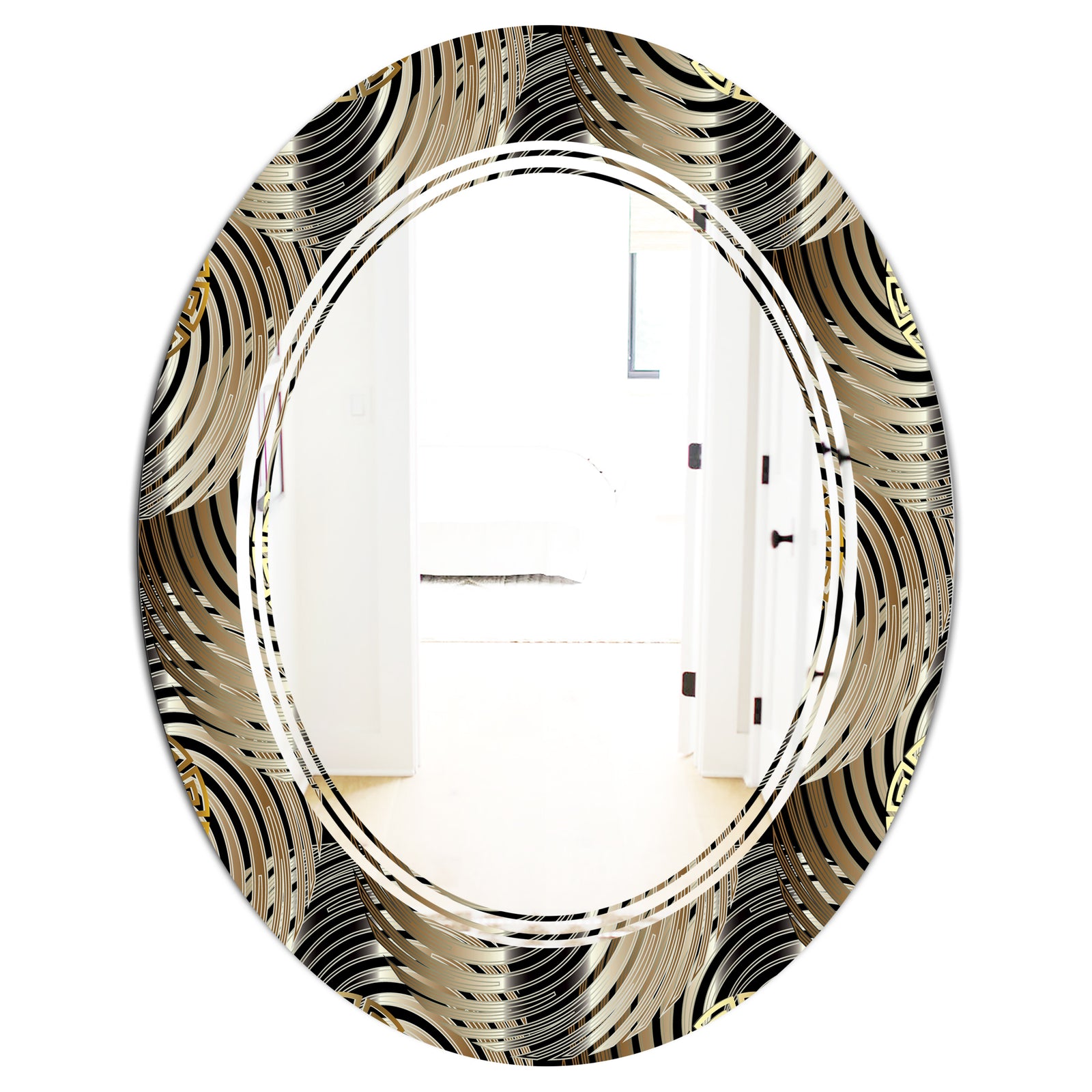 Circular Geometric Retro Abstract I - Modern Round or Oval Wall Mirror - Triple C