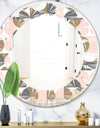 Retro Circular Pattern IV - Modern Round or Oval Wall Mirror - Leaves