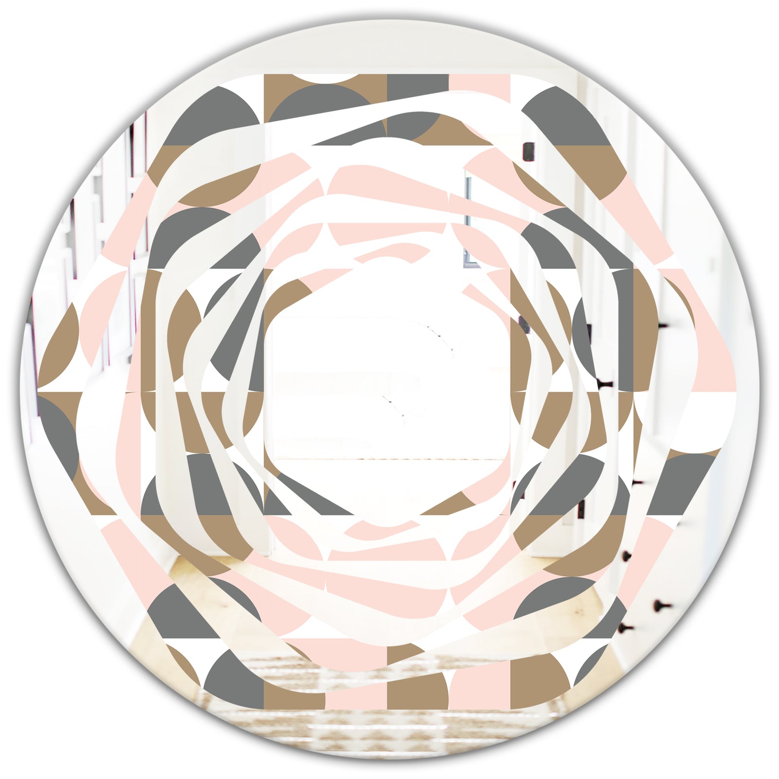 Retro Circular Pattern IV - Modern Round or Oval Wall Mirror - Whirl