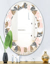 Retro Circular Pattern IV - Modern Round or Oval Wall Mirror - Leaves