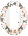 Retro Circular Pattern IV - Modern Round or Oval Wall Mirror - Leaves