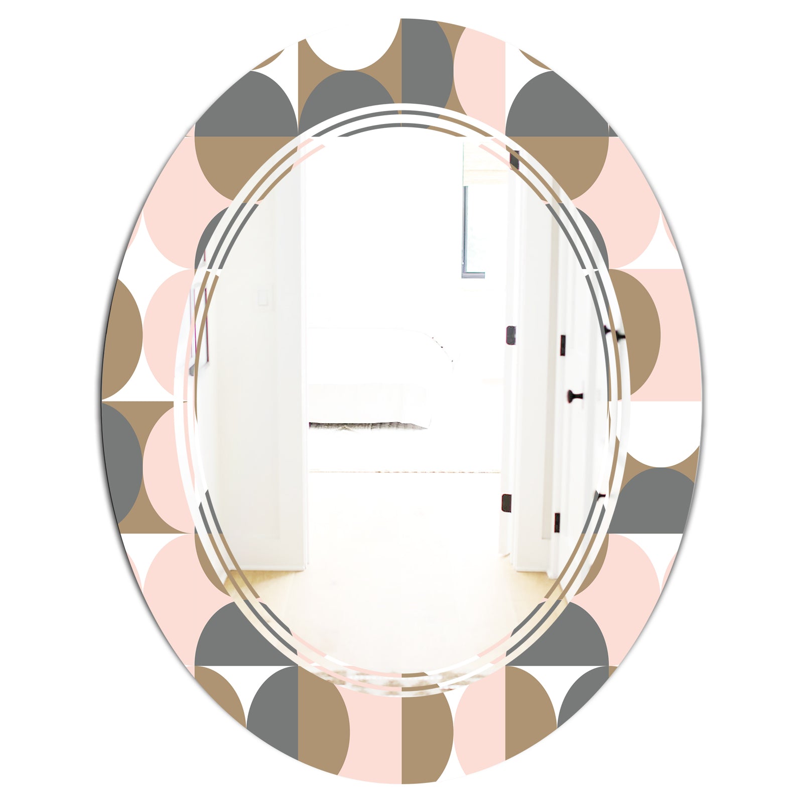 Retro Circular Pattern IV - Modern Round or Oval Wall Mirror - Triple C