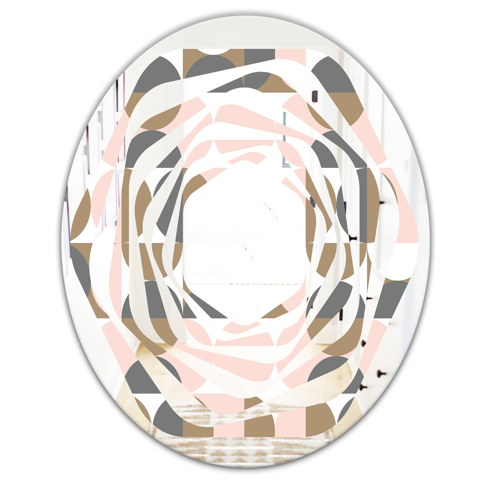 Retro Circular Pattern IV - Modern Round or Oval Wall Mirror - Whirl
