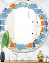 Floral Retro Botanical Pattern II - Modern Round or Oval Wall Mirror - Leaves
