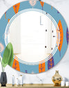 Floral Retro Botanical Pattern II - Modern Round or Oval Wall Mirror - Triple C