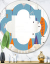Floral Retro Botanical Pattern II - Modern Round or Oval Wall Mirror - Quatrefoil