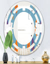Floral Retro Botanical Pattern II - Modern Round or Oval Wall Mirror - Space