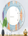 Floral Retro Botanical Pattern II - Modern Round or Oval Wall Mirror - Wave