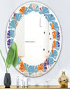 Floral Retro Botanical Pattern II - Modern Round or Oval Wall Mirror - Leaves