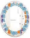 Floral Retro Botanical Pattern II - Modern Round or Oval Wall Mirror - Leaves