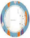 Floral Retro Botanical Pattern II - Modern Round or Oval Wall Mirror - Triple C
