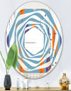 Floral Retro Botanical Pattern II - Modern Round or Oval Wall Mirror - Whirl