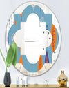 Floral Retro Botanical Pattern II - Modern Round or Oval Wall Mirror - Quatrefoil