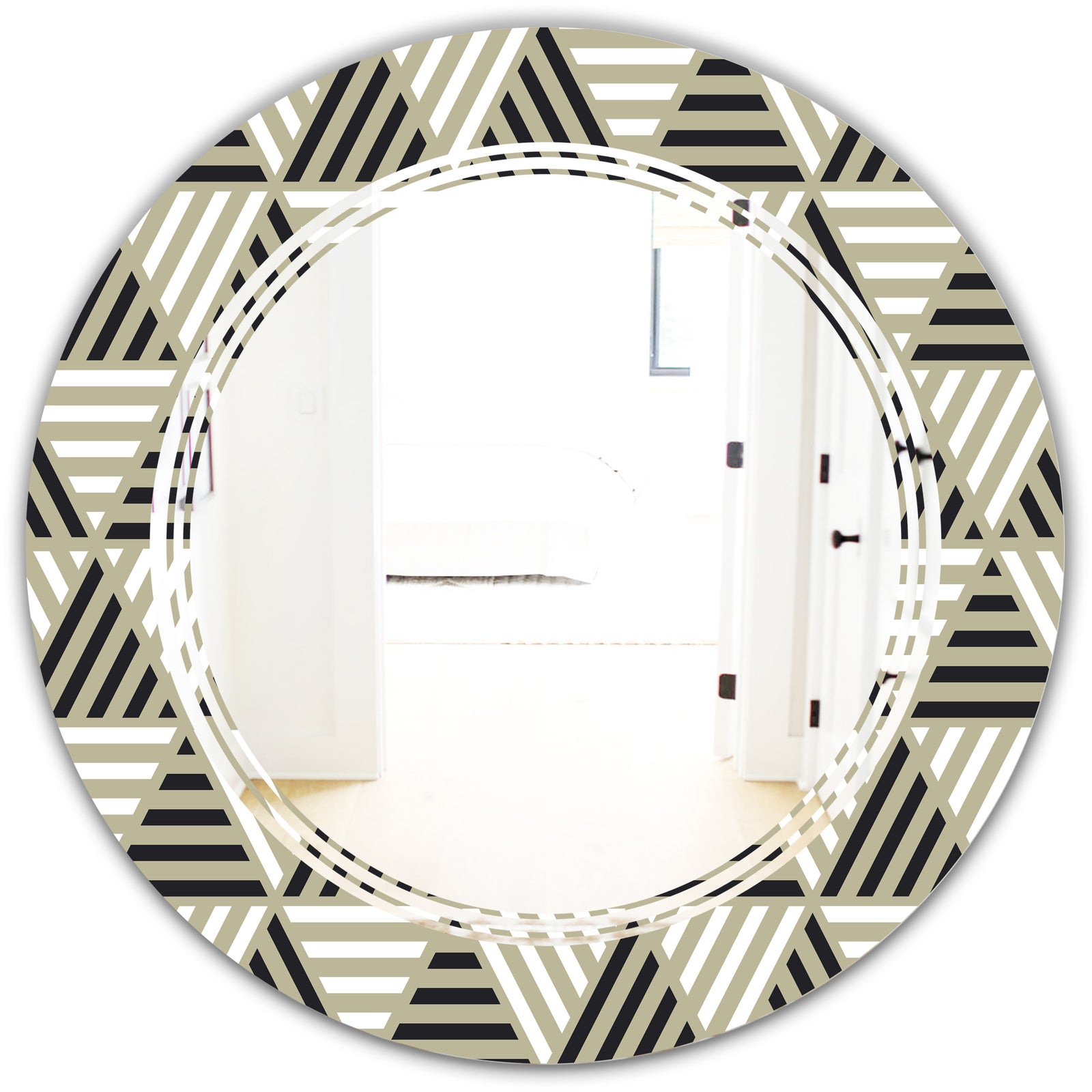 Triangular Retro Design VIII - Modern Round or Oval Wall Mirror - Triple C