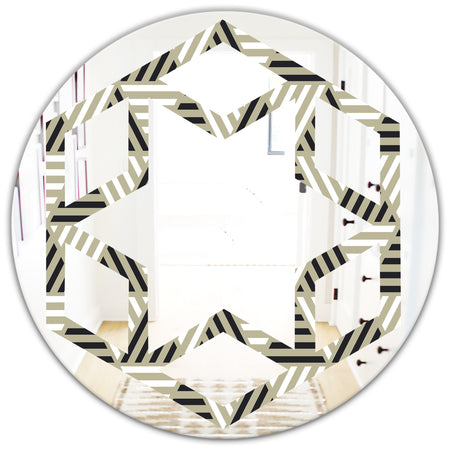 Triangular Retro Design VIII - Modern Round or Oval Wall Mirror - Hexagon Star
