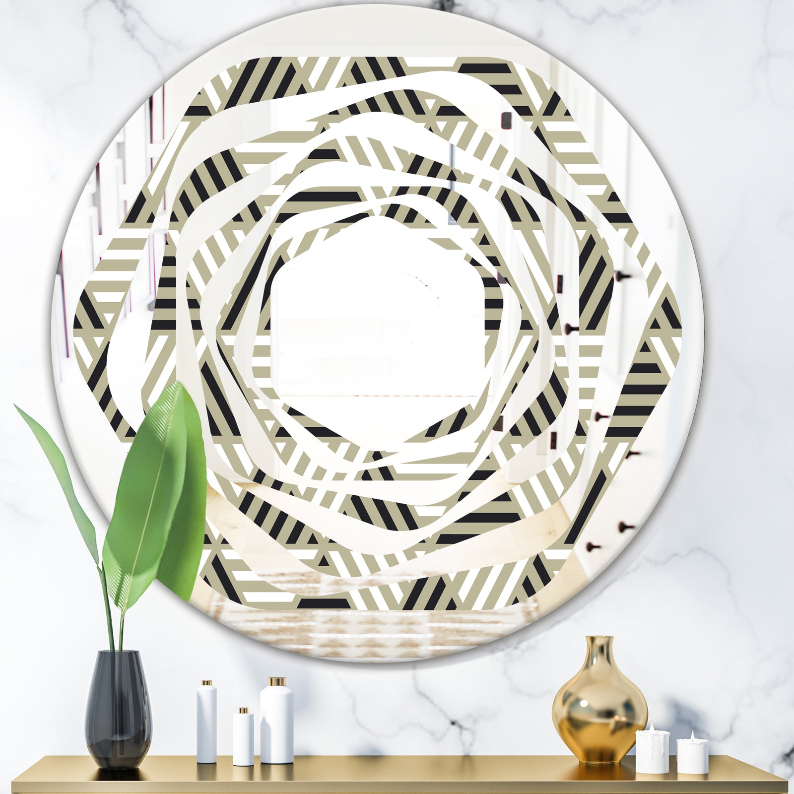Triangular Retro Design VIII - Modern Round or Oval Wall Mirror - Whirl