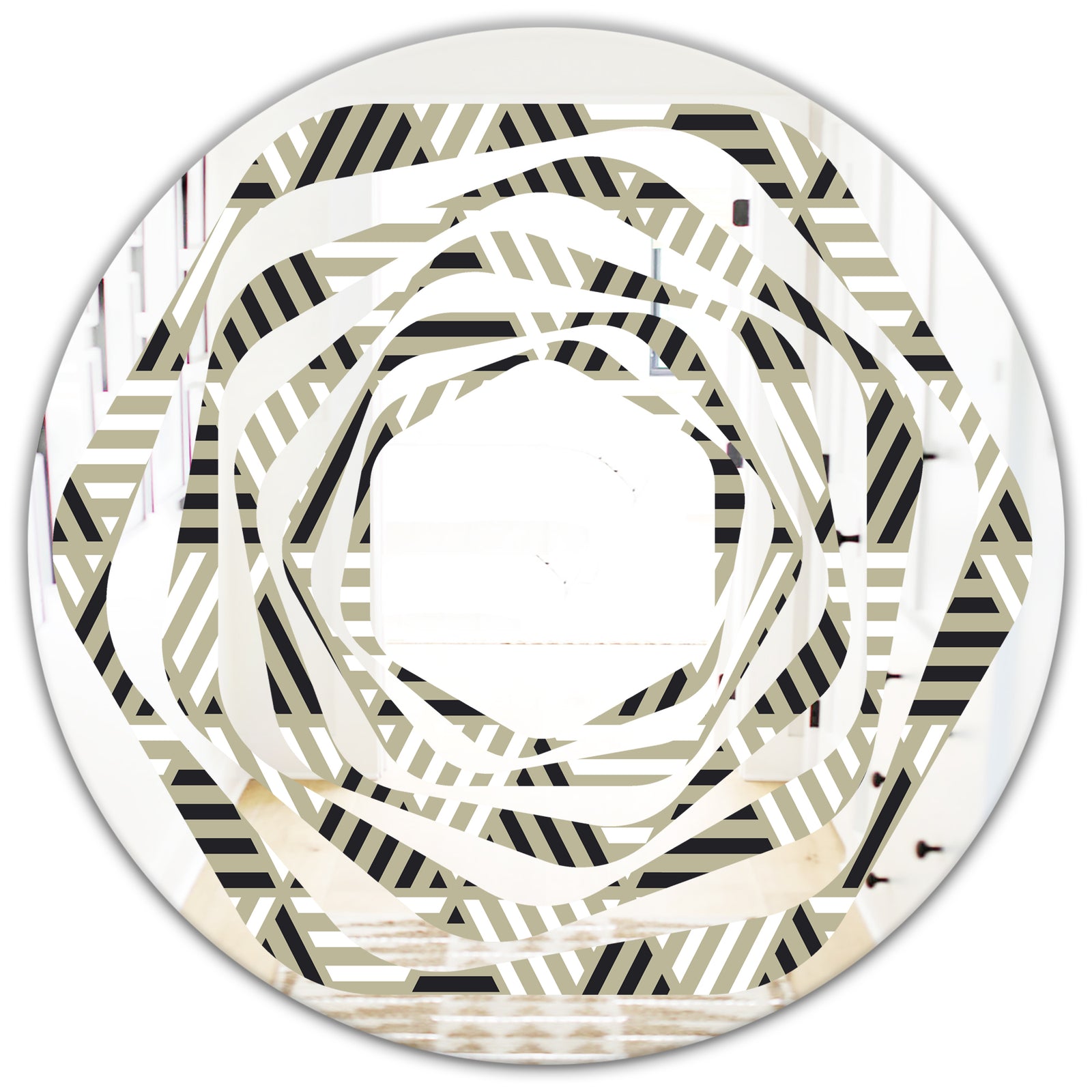 Triangular Retro Design VIII - Modern Round or Oval Wall Mirror - Whirl