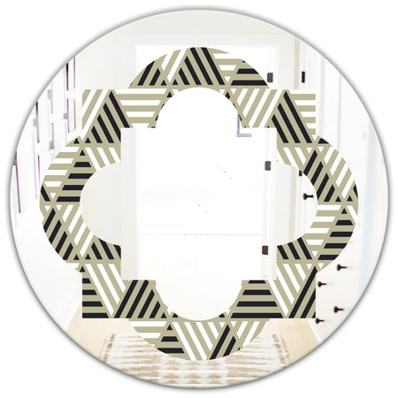Triangular Retro Design VIII - Modern Round or Oval Wall Mirror - Quatrefoil