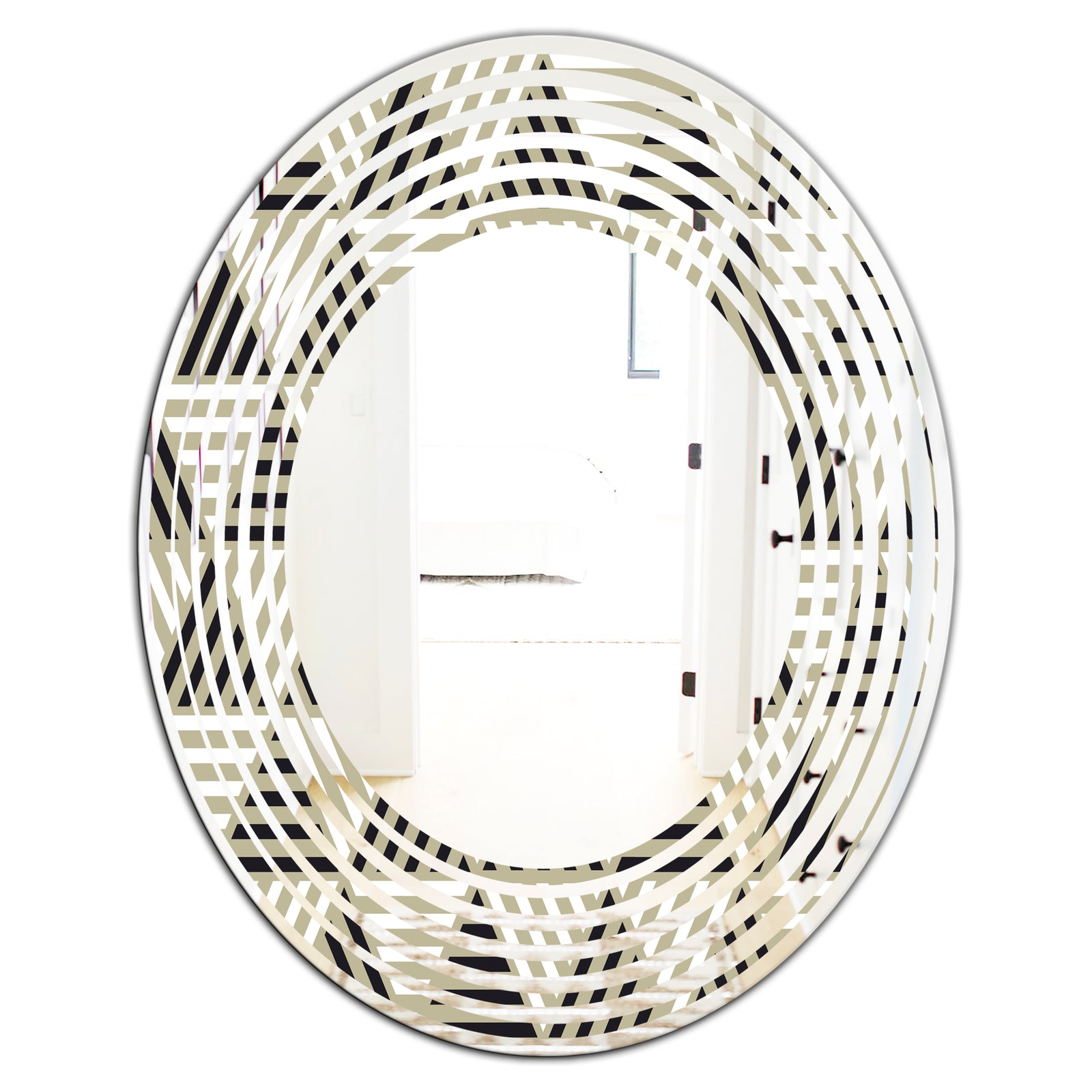 Triangular Retro Design VIII - Modern Round or Oval Wall Mirror - Wave